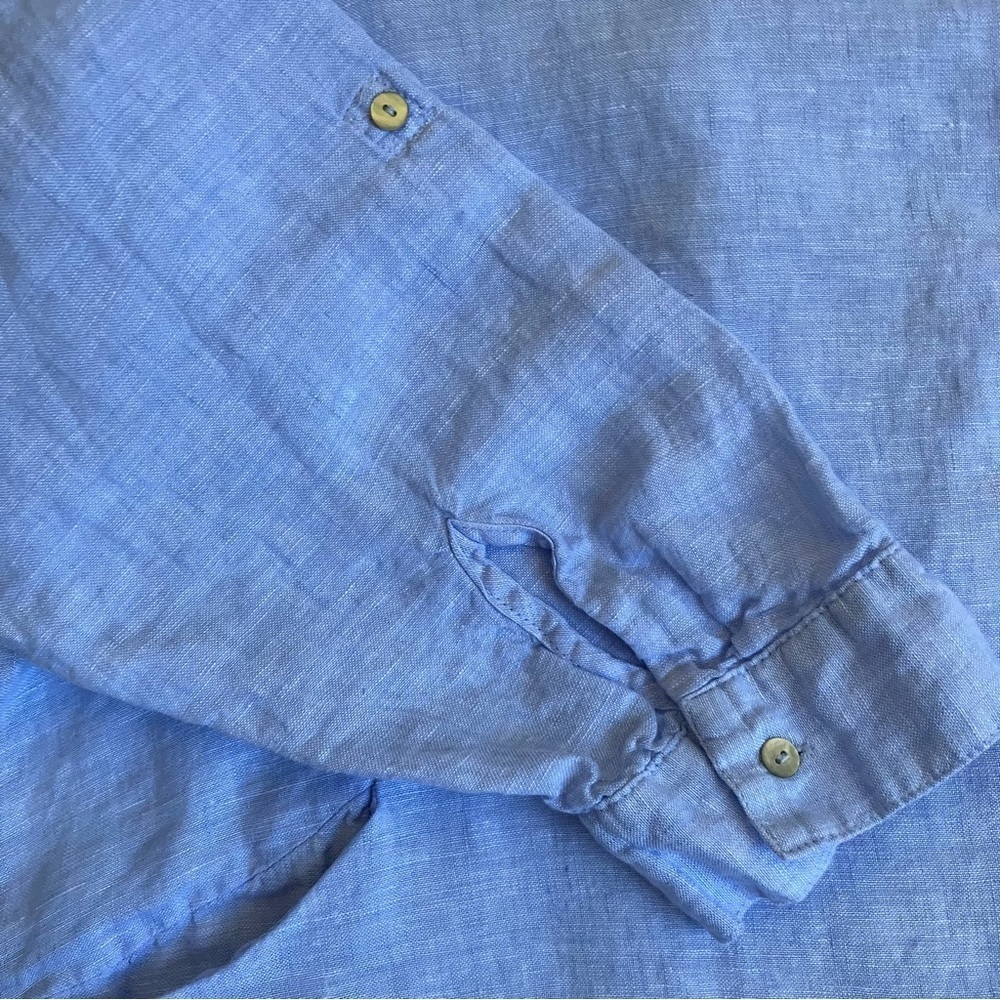 Sigrid Olsen Sky Blue Linen Button Up Pocketed Tunic Shirt Lagenlook Resort XXL - Picture 9 of 16